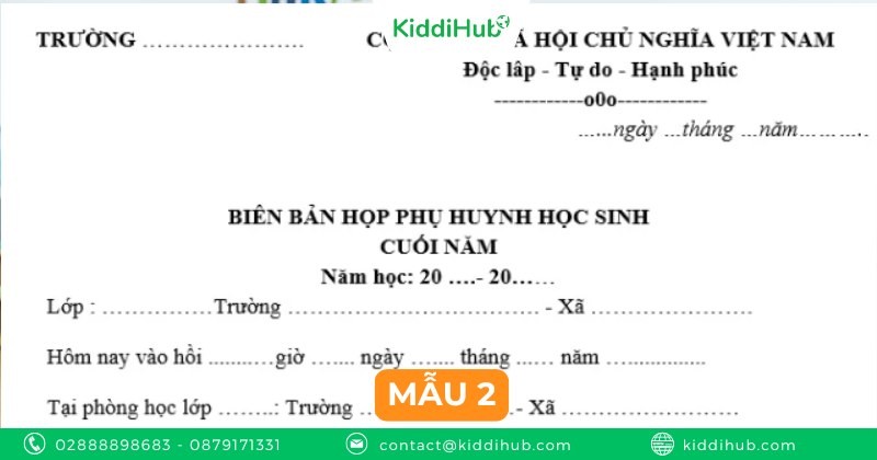 Kịch bản họp phụ huynh cuối năm mầm non hay nhất 2025