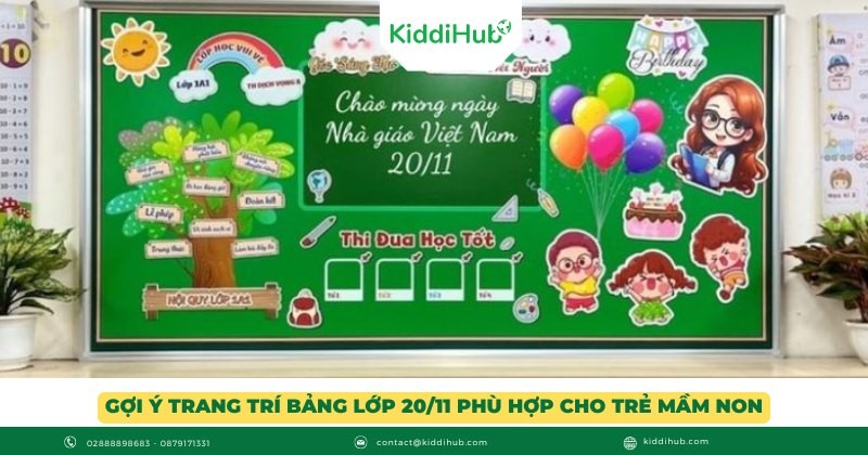 Gợi ý trang trí bảng lớp 20/11 phù hợp cho trẻ mầm non