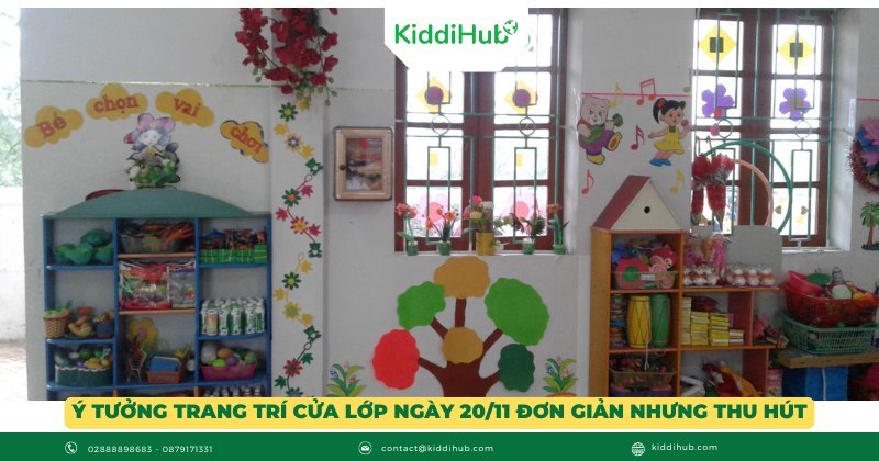 Ý tưởng trang trí cửa lớp ngày 20/11 đơn giản nhưng thu hút