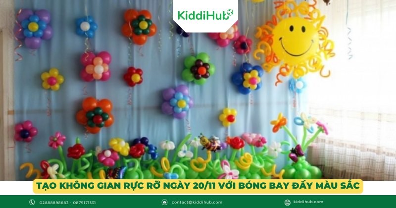Tạo không gian rực rỡ ngày 20/11 với bóng bay đầy màu sắc