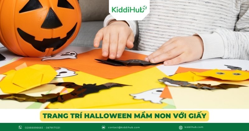 Trang trí Halloween mầm non với giấy
