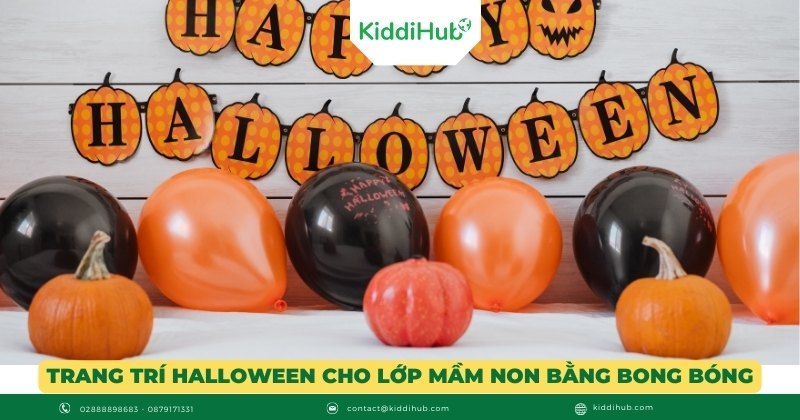 Trang trí Halloween cho lớp mầm non bằng bong bóng