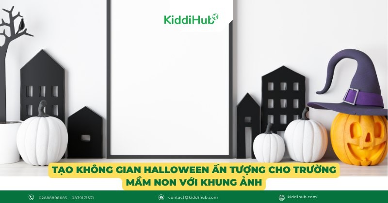 Tạo không gian Halloween ấn tượng cho trường mầm non với khung ảnh