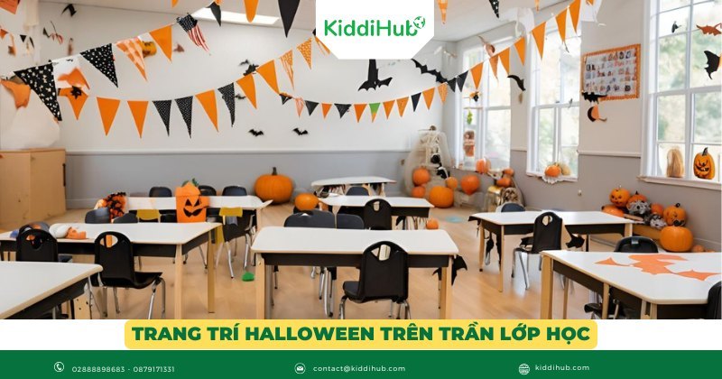 Trang trí Halloween trên trần lớp học