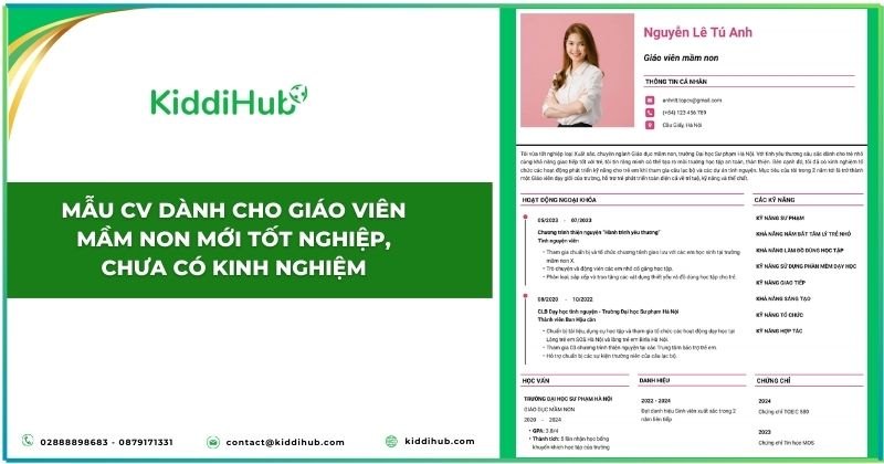 Mẫu CV dành cho giáo viên mầm non mới tốt nghiệp, chưa có kinh nghiệm.