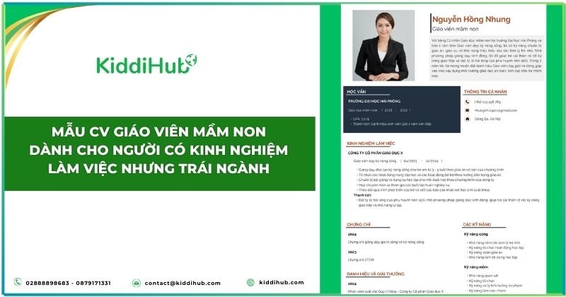 Mẫu CV giáo viên mầm non dành cho người có kinh nghiệm làm việc nhưng trái ngành.