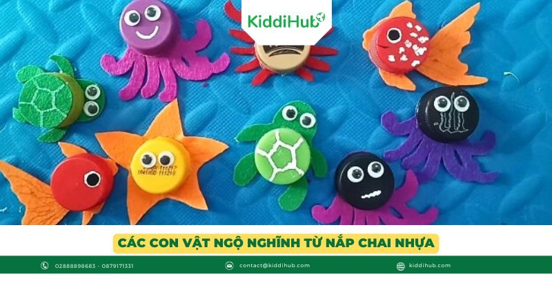 Các con vật ngộ nghĩnh từ nắp chai nhựa