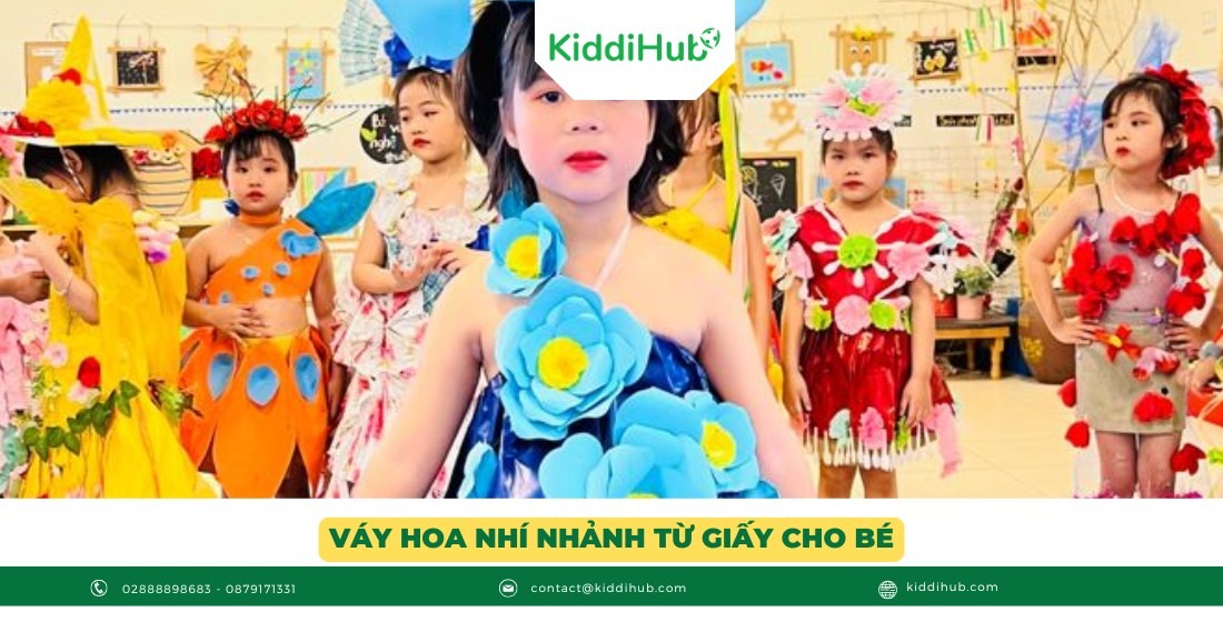 Váy hoa nhí nhảnh từ giấy cho bé