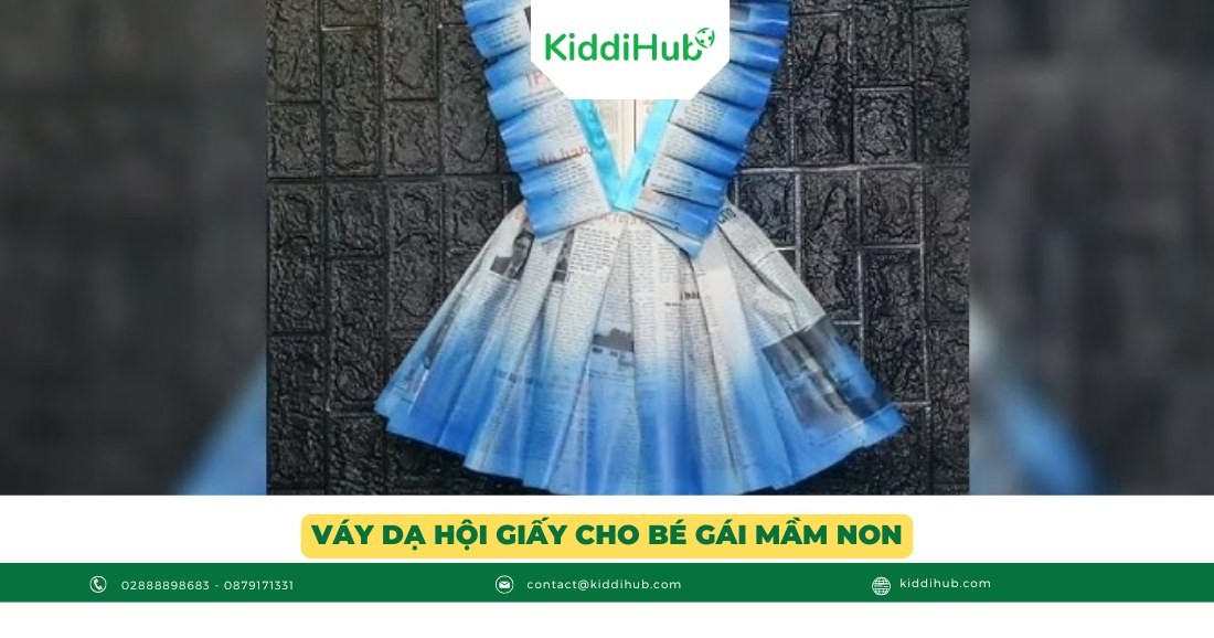 Váy dạ hội giấy cho bé gái mầm non