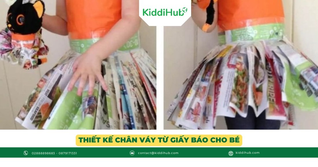 Thiết kế chân váy từ giấy báo cho bé