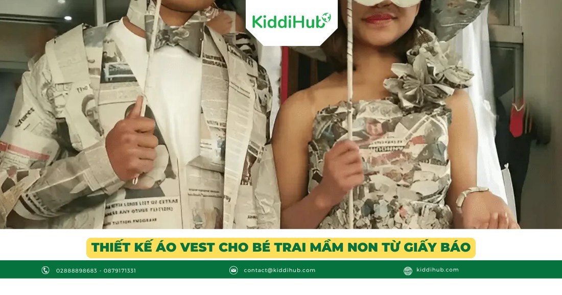 Thiết kế áo vest cho bé trai mầm non từ giấy báo