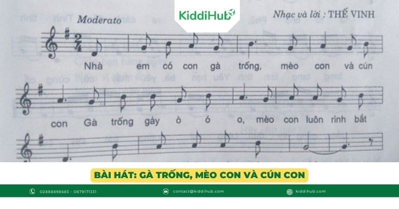 Bài hát: Gà trống, mèo con và cún con