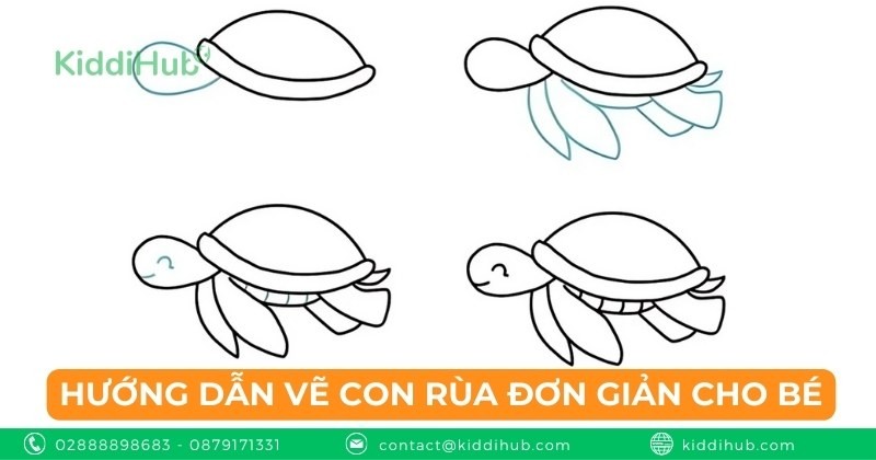 Hướng dẫn vẽ con rùa đơn giản cho bé