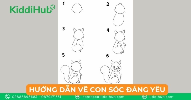 Hướng dẫn vẽ con sóc đáng yêu