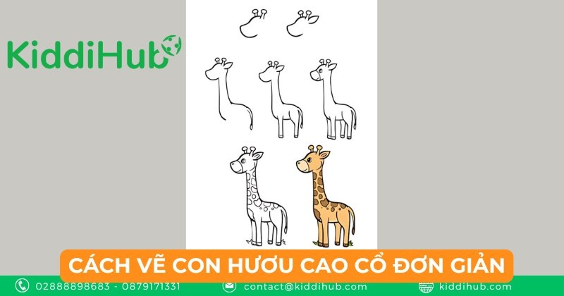 Cách vẽ con hươu cao cổ đơn giản