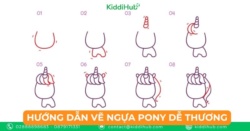 Hướng dẫn vẽ ngựa Pony dễ thương