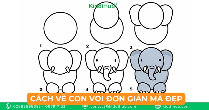 Cách vẽ con voi đơn giản mà đẹp