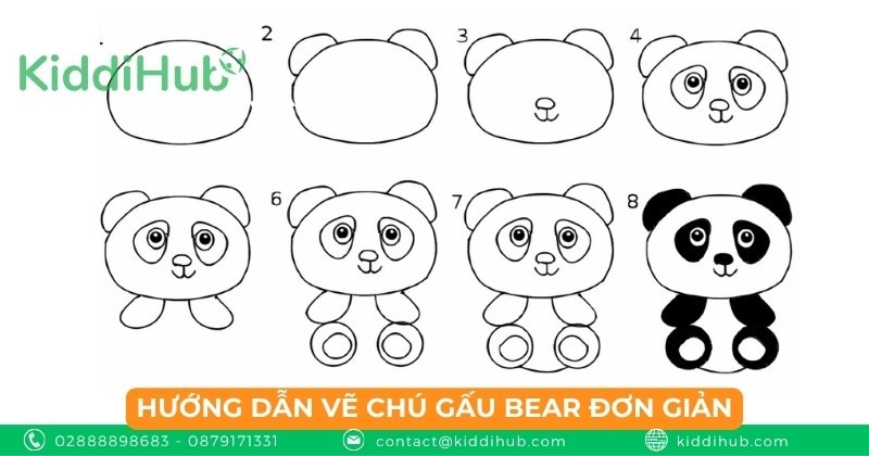 Hướng dẫn vẽ chú gấu Bear đơn giản