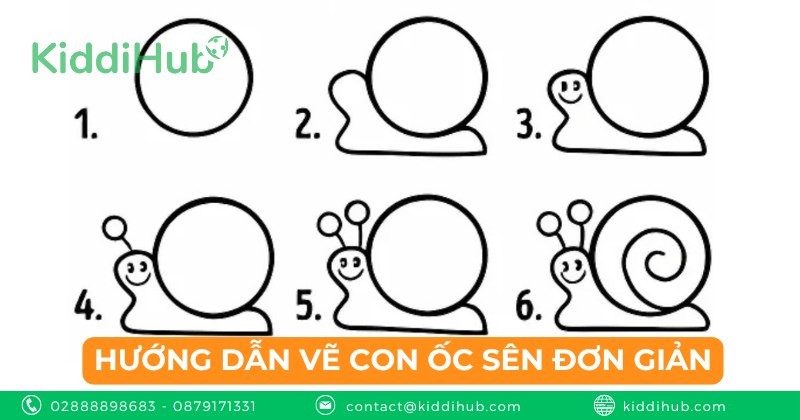 Hướng dẫn vẽ con ốc sên đơn giản