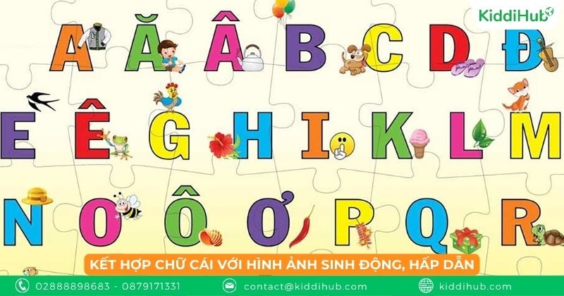 Kết hợp chữ cái với hình ảnh sinh động, hấp dẫn