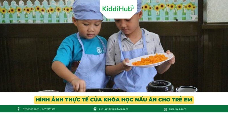 Hình ảnh thực tế của khóa học nấu ăn cho trẻ em