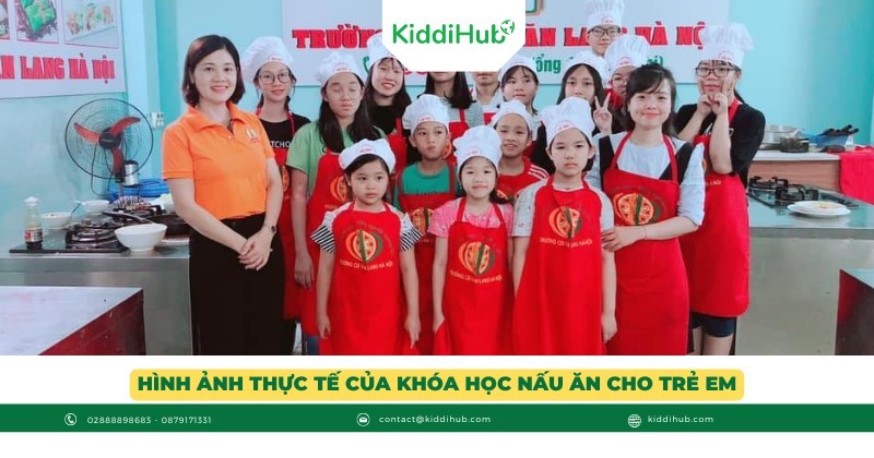 Hình ảnh thực tế của khóa học nấu ăn cho trẻ em