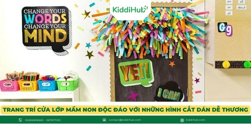Trang trí cửa lớp mầm non độc đáo với những hình cắt dán dễ thương