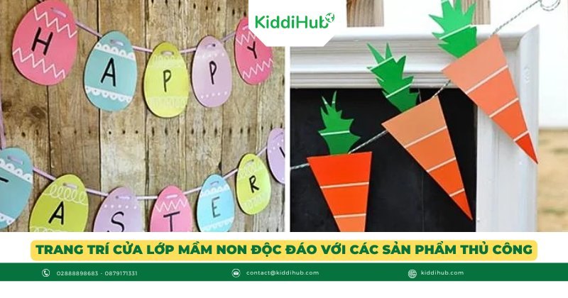 Trang trí cửa lớp mầm non độc đáo với các sản phẩm thủ công