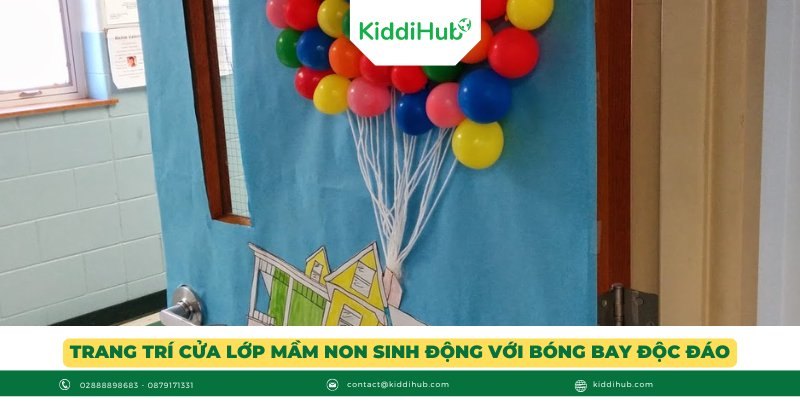 Trang trí cửa lớp mầm non sinh động với bóng bay độc đáo