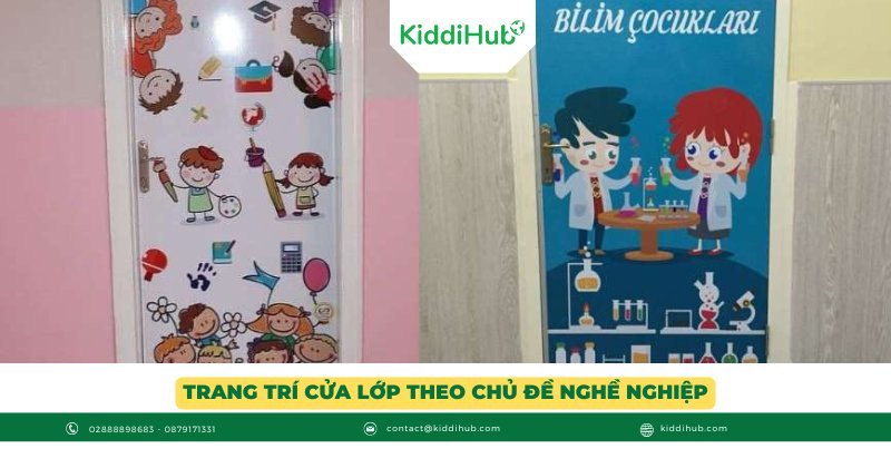 Trang trí cửa lớp theo chủ đề nghề nghiệp