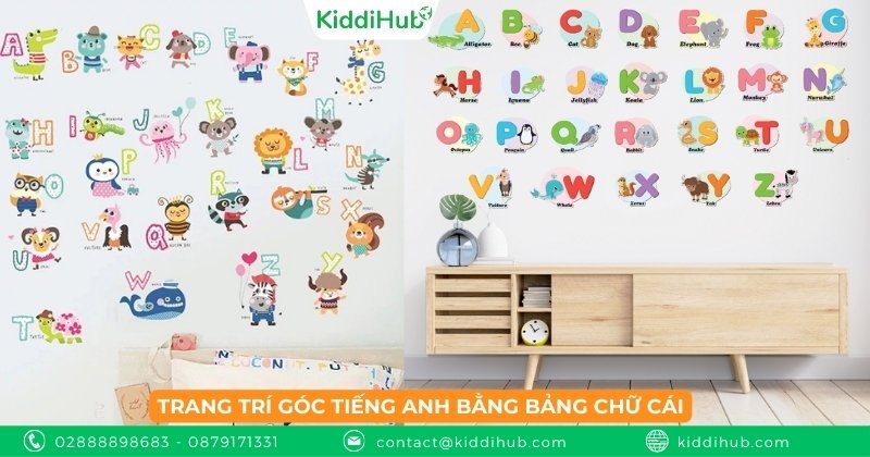 Trang trí góc tiếng anh bằng bảng chữ cái