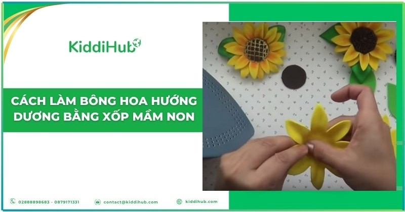 Cách làm bông hoa hướng dương bằng xốp mầm non
