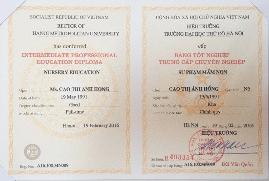 văn bằng 2 mầm non cấp tốc