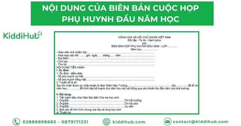 Nội dung của biên bản cuộc họp phụ huynh đầu năm học
