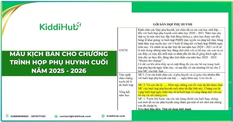 Mẫu kịch bản cho chương trình họp phụ huynh cuối năm 2025 - 2026