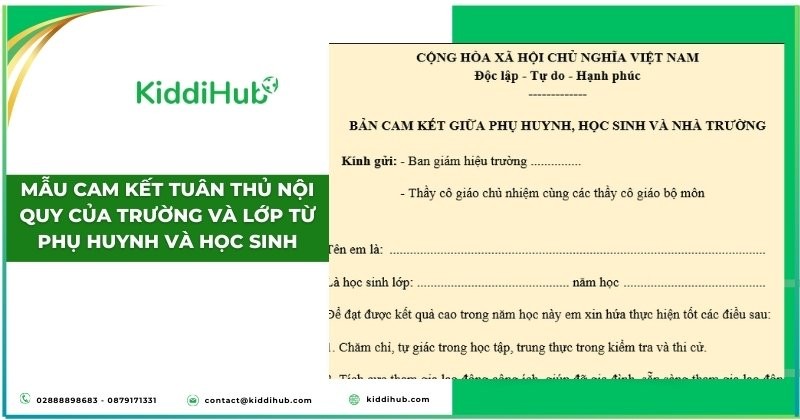 Mẫu cam kết tuân thủ nội quy của trường và lớp từ phụ huynh và học sinh
