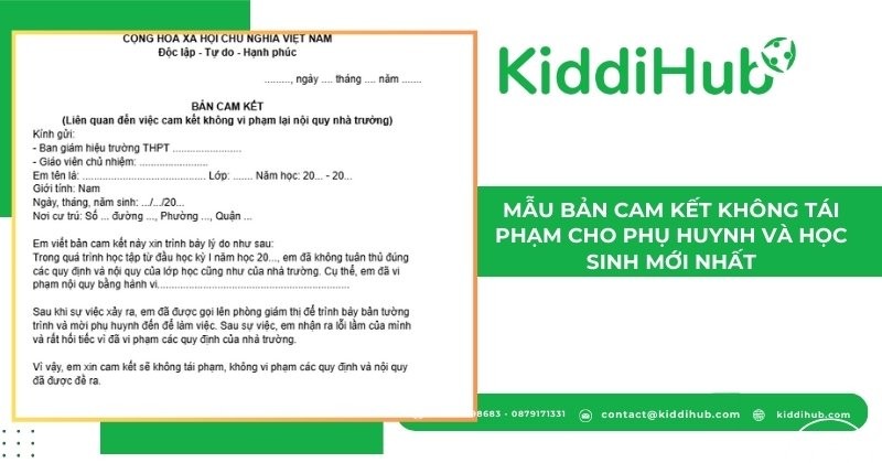 Mẫu bản cam kết không tái phạm cho phụ huynh và học sinh mới nhất