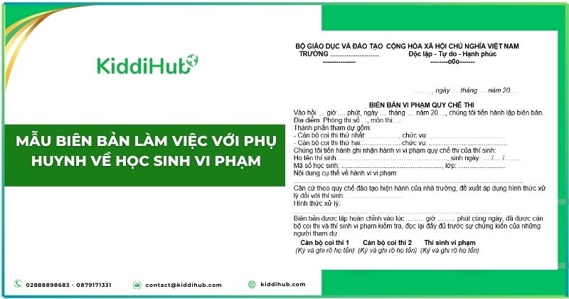 Mẫu biên bản làm việc với phụ huynh về học sinh vi phạm