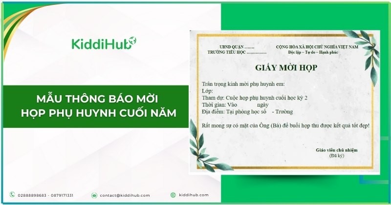 Mẫu thông báo mời họp phụ huynh cuối năm