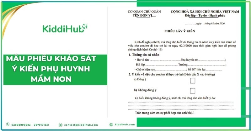 Mẫu phiếu khảo sát ý kiến phụ huynh mầm non