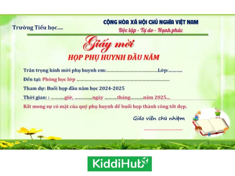 giấy mời họp phụ huynh