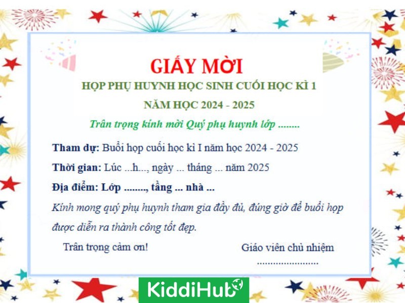 giấy mời họp phụ huynh