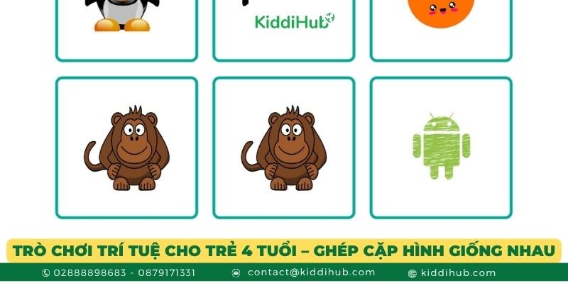 Trò chơi trí tuệ cho trẻ 4 tuổi – Ghép cặp hình giống nhau