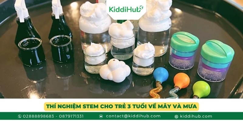 Thí nghiệm STEM cho trẻ 3 tuổi về mây và mưa