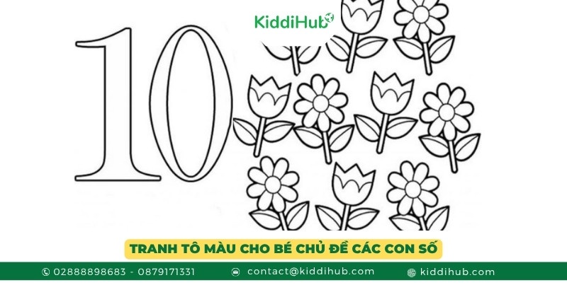 Tranh tô màu về chủ đề các con số dành cho bé