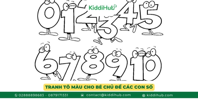 Tranh tô màu về chủ đề các con số dành cho bé