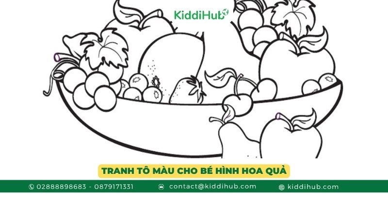 Tranh tô màu với chủ đề hoa quả dành cho bé