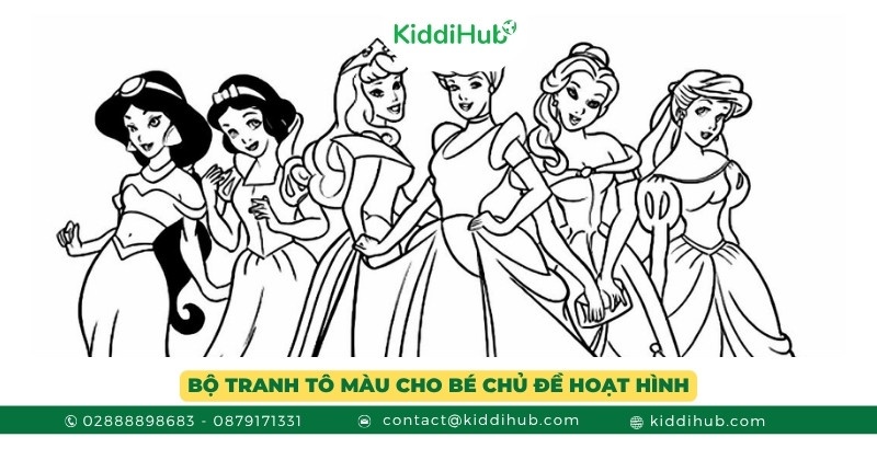 Bộ tranh tô màu dành cho trẻ với chủ đề hoạt hình