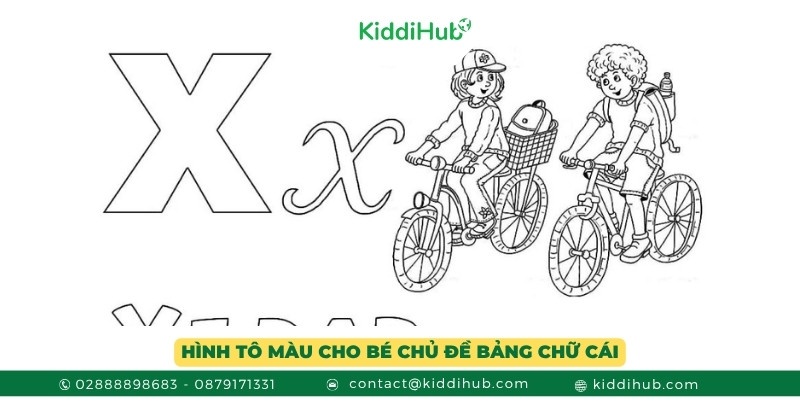 Tranh tô màu chủ đề bảng chữ cái dành cho bé