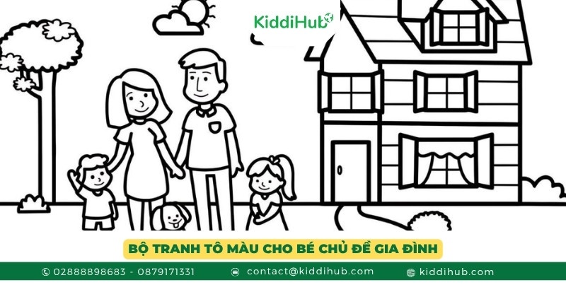Bộ tranh tô màu dành cho bé gái 4 tuổi với chủ đề về gia đình